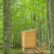 Side of compost toilet